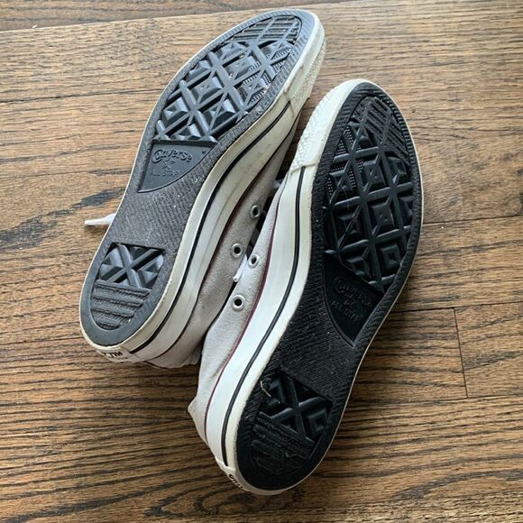 Converse All Stars beige with plaid trim lace up sneakers woman’s size 7.5 - Picture 7 of 9